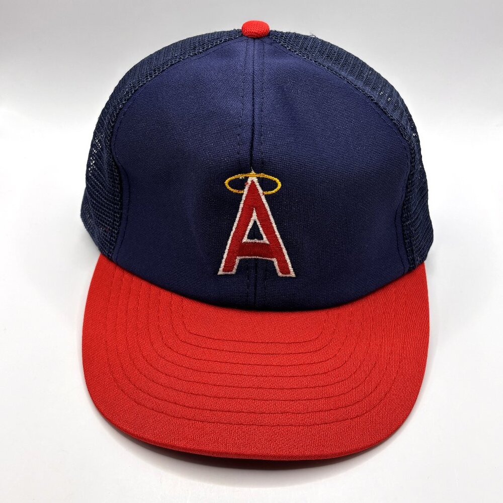 Vtg 90s Anaheim California Angels Logo MLB Snapback Meshback Hat Cap UI Inc.